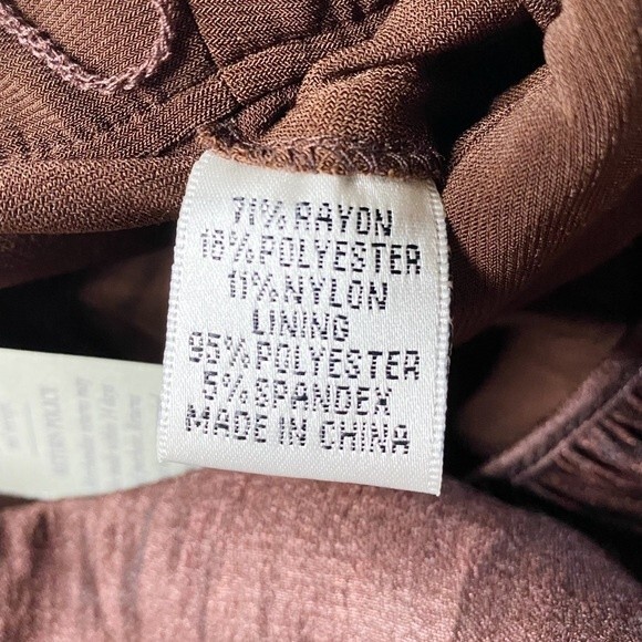 Caché Brown Ruffle Layered Tiered Jewel Beaded Cocktail Party Dress Satin Size 4 - Picture 8 of 11